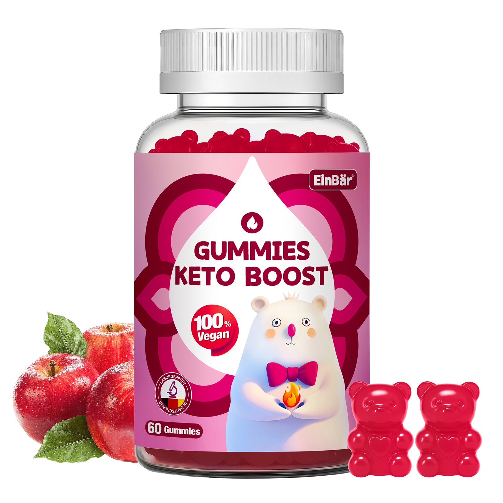 Keto boost Gummies mit 1000 mg Apfelessig & 500 mg MCT-Öl Pulver Mit Calcium Grünem Kaffee, Magnesium für Keto-Diät normalen Energiestoffwechsel ohne Zucker